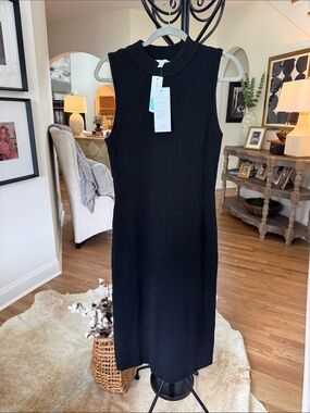 Threads 4 Thought Black Sleeveless Ribbed Knit Midi Dress